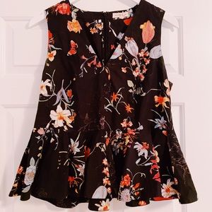 Rebecca Taylor Floral Peplum Top